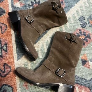 Vince Camuto Moto Suede Boots Taupe